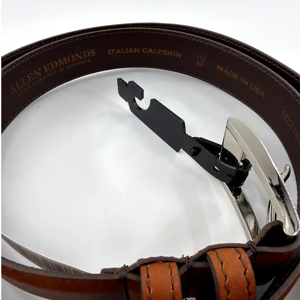 Allen Edmonds Men's Dark Walnut Leather Wide Basic Dress Belt Size 44